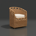 Surya Marvella indoor/outdoor dining chair with natural wicker-look weave and light cushion.