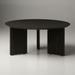 Blackened mango wood Surya Agnes coffee table with a round top and zigzag fluted legs.