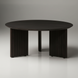 Blackened mango wood Surya Agnes coffee table with a round top and zigzag fluted legs.
