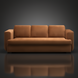 Surya Cahill modern camel polyester sofa with charcoal rubber wood base.
