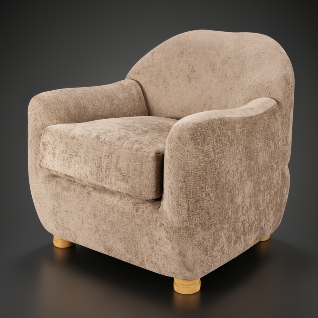 Surya Perch Accent Chair with light gray polyester upholstery and brown lacquered rubber wood base.