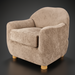Surya Perch Accent Chair with light gray polyester upholstery and brown lacquered rubber wood base.