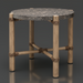 Round Surya Porta End Table with dark brown matte stone top, brown aluminum base, and PE rope detail.