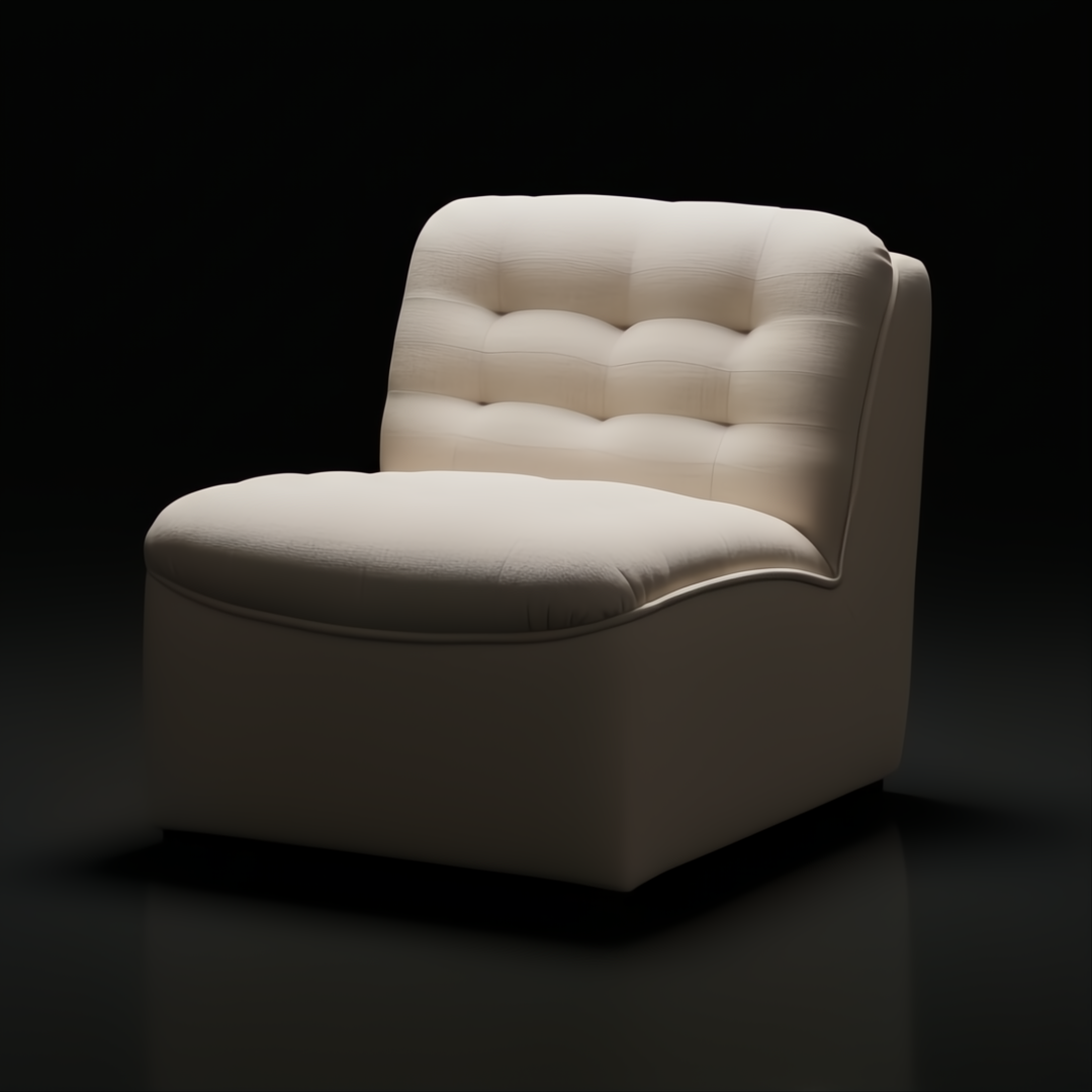 Compact cream modular sofa with tufted back and curved seat, ideal for flexible indoor seating.