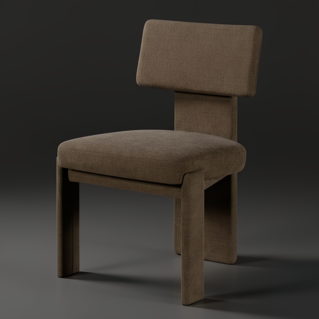 Surya Sitara Dining Chair, upholstered in brown polyester with a modern, structured design.
