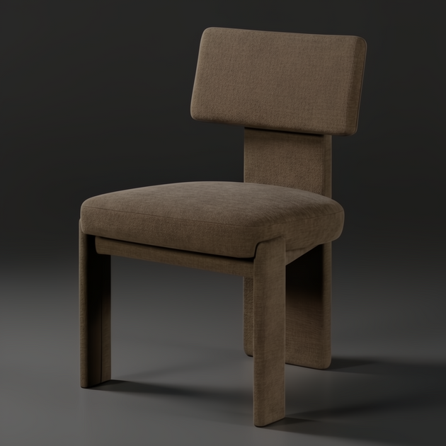 Surya Sitara Dining Chair, upholstered in brown polyester with a modern, structured design.