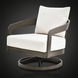 Surya Daniella outdoor swivel chair with white Sunbrella cushions and a gray hand-painted aluminum base.