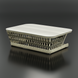 Surya Winder outdoor coffee table with cream powder-coated aluminum top and handwoven PE rope detail.