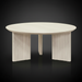 Surya Agnes round coffee table, white washed mango wood, with fluted legs.