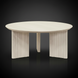 Surya Agnes round coffee table, white washed mango wood, with fluted legs.