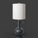 Surya Brava 32"H accent table lamp with black ceramic body, two handles, and white linen shade.