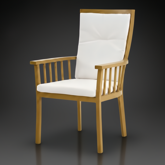 Surya Cape Town outdoor dining chair with white Sunbrella cushions and wheat hand-painted aluminum base.