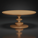 Surya Adour coffee table with a round brown wood top and a sculptural, turned oak base.