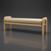 Surya Palma outdoor bench with light wood frame, woven armrests, and a long beige cushion.
