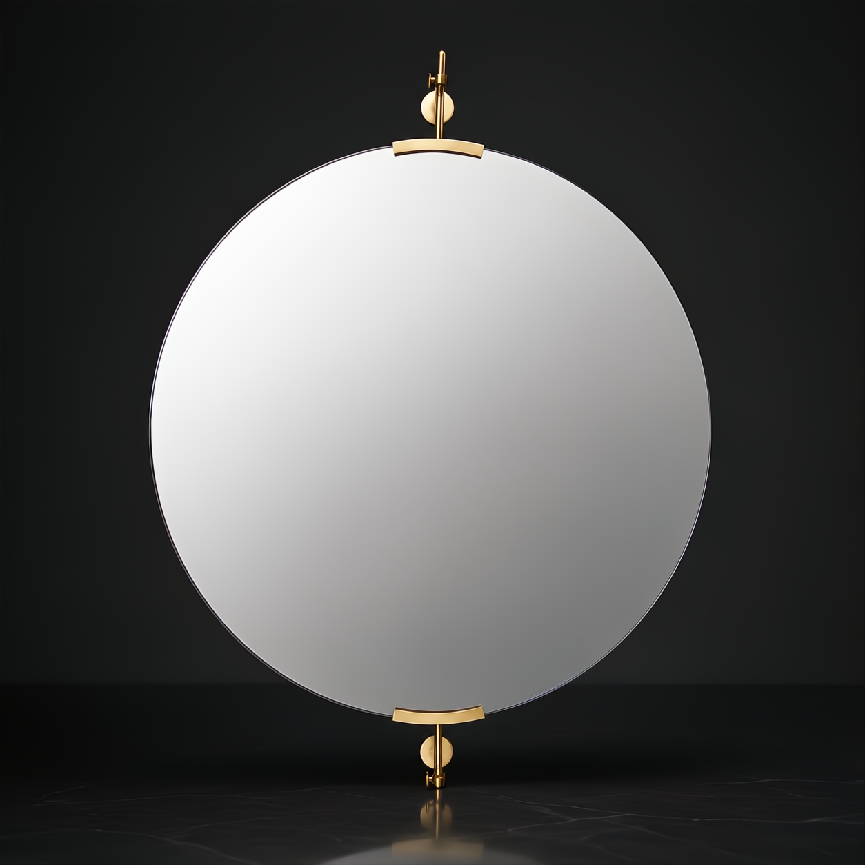 Surya Anastasya AAY-001 round mirror with a sleek gold-finished metal frame and minimalist modern design.