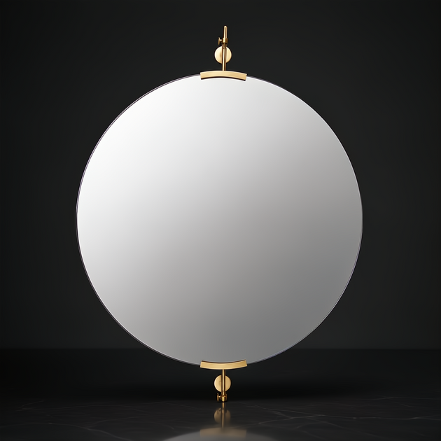 Surya Anastasya AAY-001 round mirror with a sleek gold-finished metal frame and minimalist modern design.