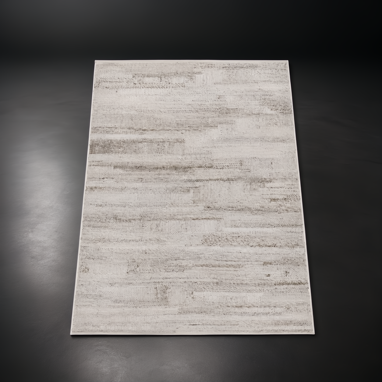 Surya Floria hand-woven rug, light beige recycled PET yarn, low-profile, neutral tones.