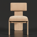 Surya Sitara dining chair with beige polyester upholstery, high-density foam cushion, and natural rubber wood base.