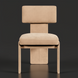 Surya Sitara dining chair with beige polyester upholstery, high-density foam cushion, and natural rubber wood base.