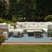 Cream Surya Winder Sectional Left Arm sofa with Sunbrella upholstery, quick-dry foam, and aluminum frame.