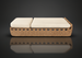 Woven wicker chaise lounge with light beige Sunbrella cushions for outdoor patio or lounge.