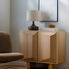 Surya Scalene Cabinet, a minimalist modern wood veneer cabinet with geometric doors, 32"H x 35"W.