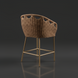 Surya Marvella counter stool with light brown woven Sunbrella® acrylic seat and dark brown aluminum legs.