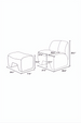 Surya Sable Accent Chair with ottoman, showing dimensions for both pieces.
