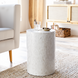Surya Iridescent End Table, round, ivory and gray shell finish, 19"H x 13"W.