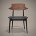Surya Billings Dining Chair with black faux leather seat and brown wood back and legs.