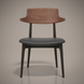 Surya Billings Dining Chair with black faux leather seat and brown wood back and legs.