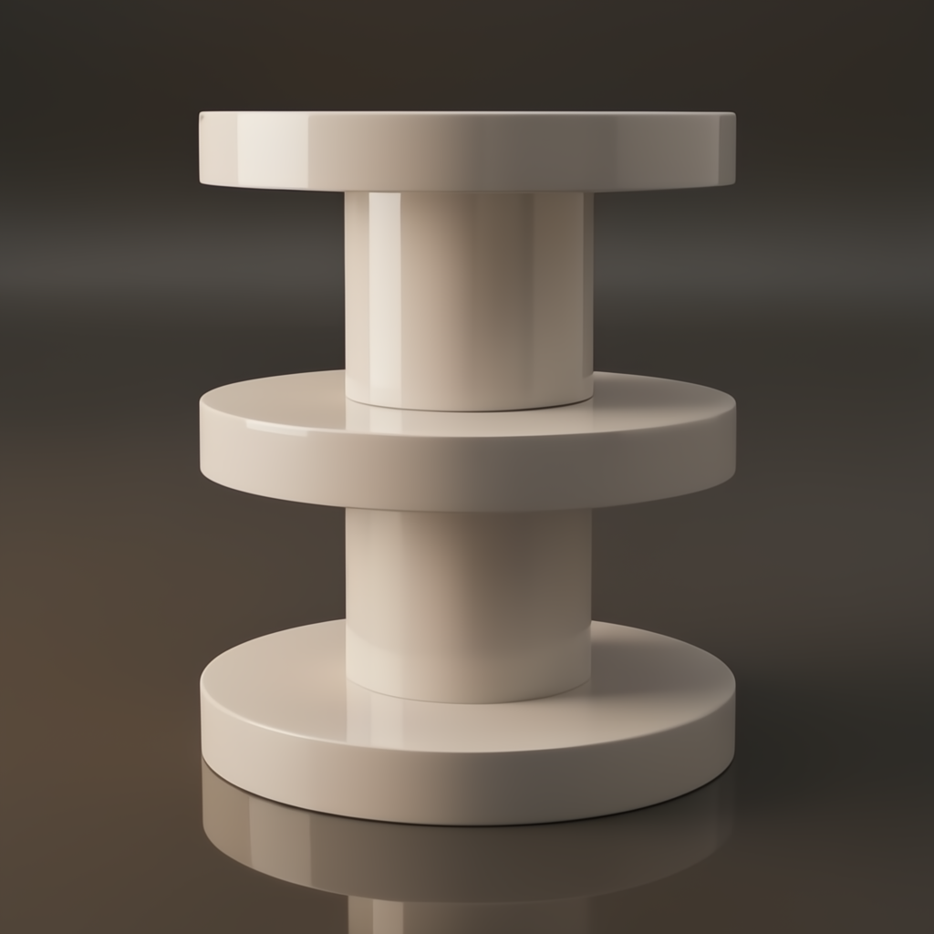 Cream iron Surya Roth End Table with tiered shelves and a high gloss finish.
