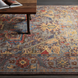Hand-knotted Surya Cappadocia wool rug with intricate patterns in Dusty Sage, Mauve, Blue, Mustard, and Olive.