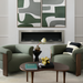 Surya Aasmaa AAM-008 abstract wall art set with sage and white shapes in natural brown frames.