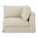 Taupe Surya Elenora modular chair with polyester upholstery, a structured armrest, and two plush cushions.