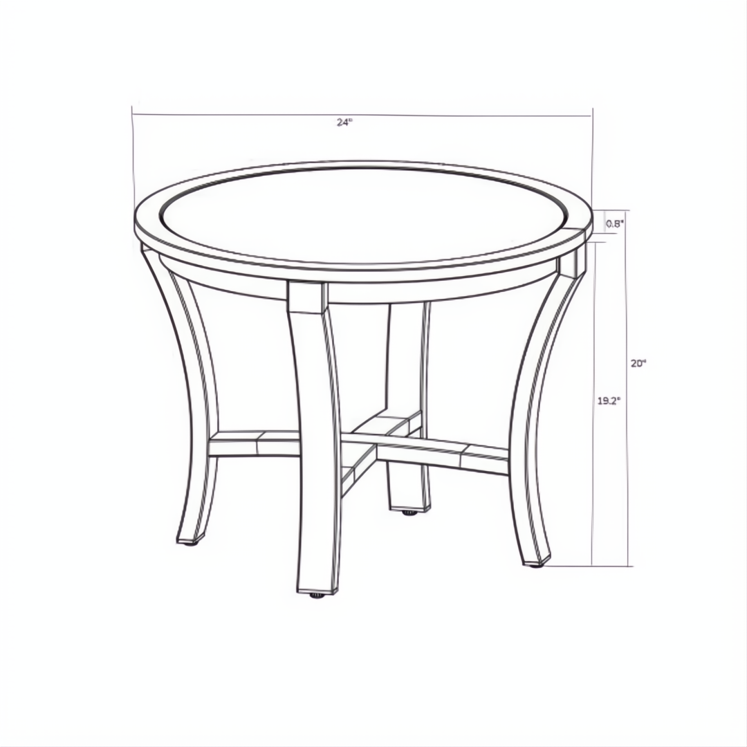 Surya Cape Town 20"H x 24"W beige stone and aluminum round end table with curved legs.