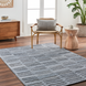 Surya Calgary CGR-2306-P hand-tufted rug in pale blue with dark blue striped pattern, made from recycled PET yarn.