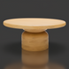 Beige mango wood Surya Koben Coffee Table with a round top and cylindrical base, 16"H x 36"D.