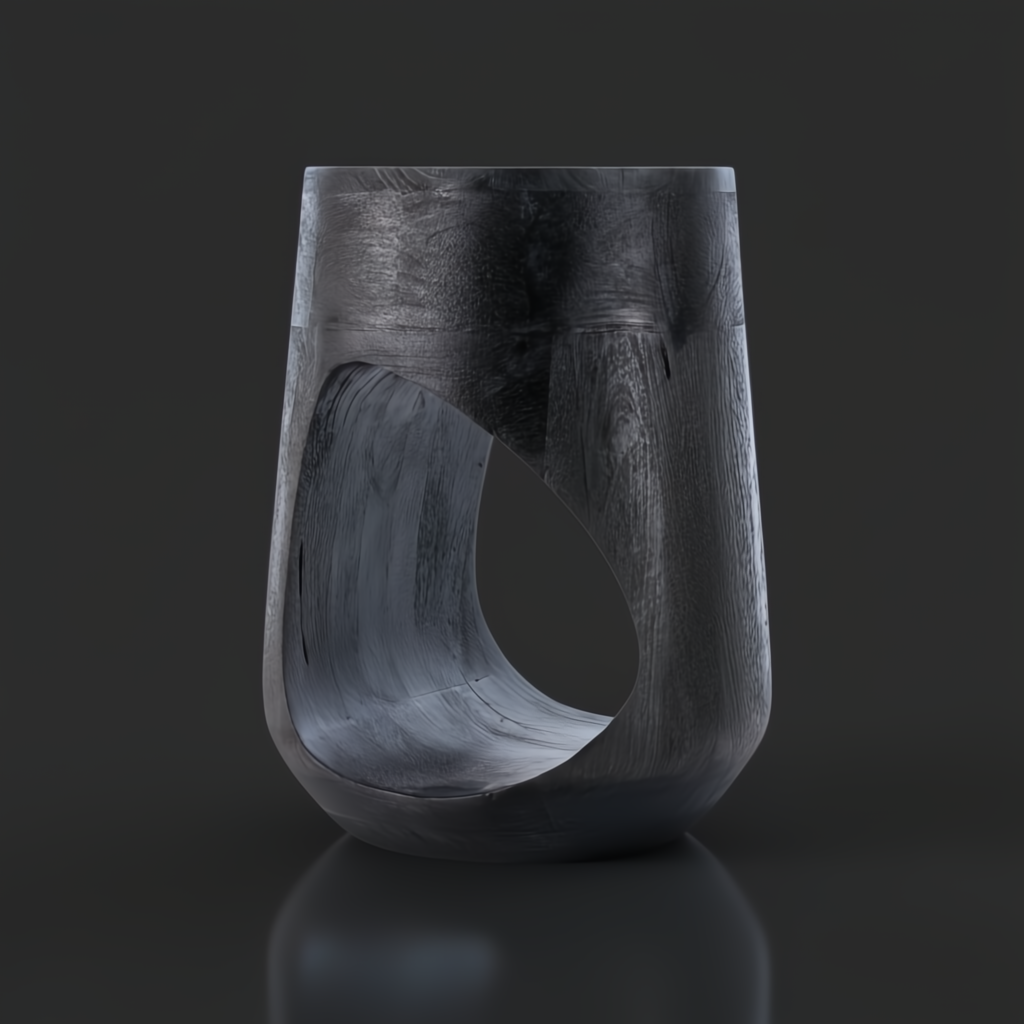 Surya Isiri black sandblasted mango wood end table with an oblong cut-out.