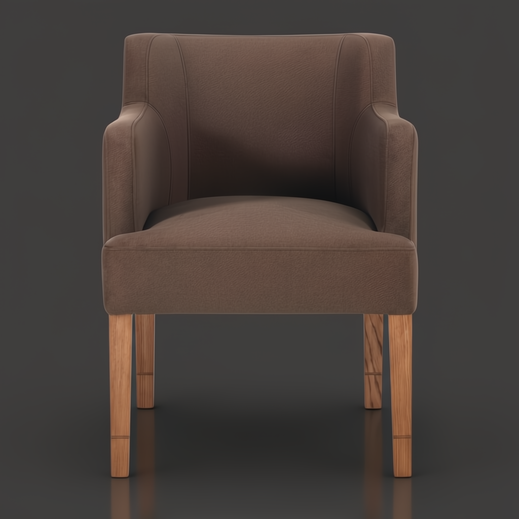 Surya Monay Dining Chair, chocolate brown upholstered with oak wood legs, global eclectic style.