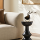 Surya Sheena black marble end table with industrial rustic style, 20"H.