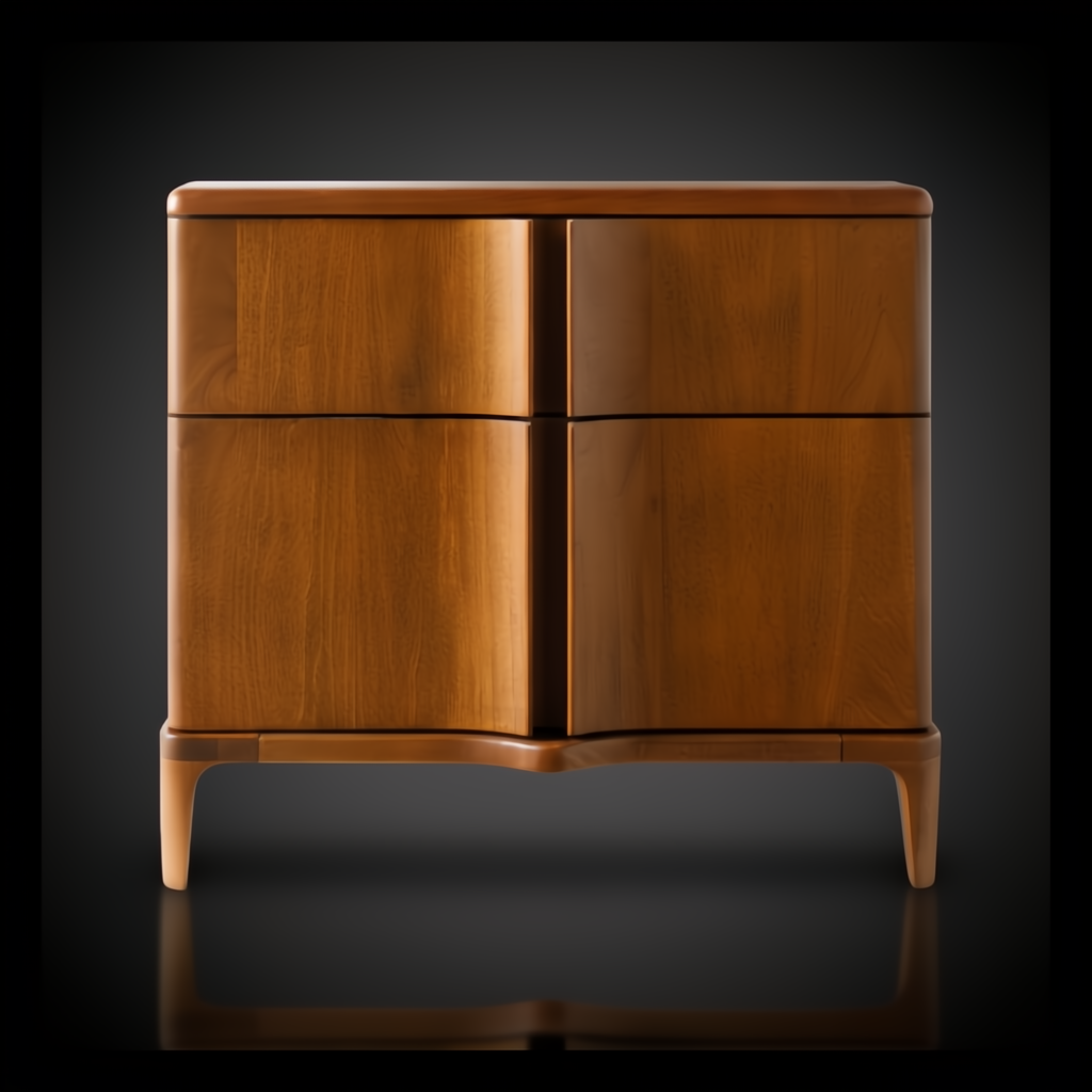 Grande Collection brown poplar and manufactured wood nightstand with two soft-close drawers and minimalist modern design.