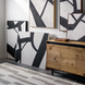 Modern minimalist black and white abstract wall art, hand-painted on canvas with a durable frame.