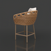 Surya Marvella outdoor bar stool with woven rattan back, white cushion, and dark brown aluminum base.