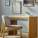 Surya Helene console table: brown lacquered oak, blue resin grasscloth drawers with brass knobs, 31"H x 48"W.