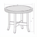 Black hand-painted aluminum round outdoor end table, 24" wide with slatted top and curved legs.