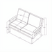 Technical drawing of the Surya Fairborn Loveseat, showing dimensions of the black aluminum frame and cushions.