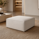 Surya Alepa ALPA-001 upholstered rectangular ottoman in a neutral fabric, 15"H x 31"W x 37"D.