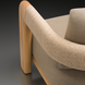 Surya Palma outdoor accent chair with beige Sunbrella cushion, teak wood frame, and PE rope-wrapped arm.