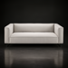Light gray linen Surya Dylan sofa with a clean modern design and black iron base.